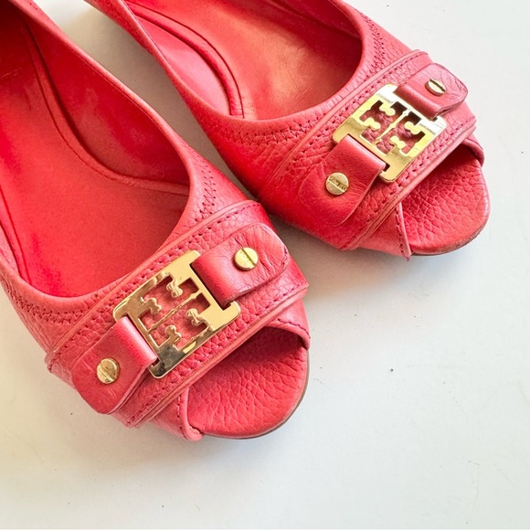 Tory Burch Carnell Peep Toe Low Wedge Shoes Size 7M - Picture 6 of 12